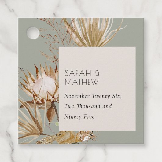 ボホサガエレガントグリーンプロテアドライパームフローラ フェイバータグ (正面)