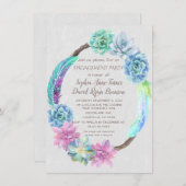 ボホサキュルトサボテンリース婚約パーティ 招待状 (正面/裏面)