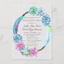 ボホサキュルトサボテンリース婚約パーティ 招待状