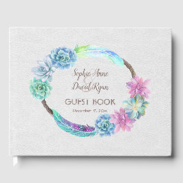 ボホサキュントサボテン結婚リース ゲストブック