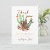 ボホサクモダンスカウボーイシューズ赤ちゃんシャワー サンキューカード (スタンド正面)