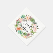 ボホサクランスフローラリースSweet sixteenパーティー スタンダードカクテルナプキン (角)