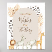 ボホサファリの動物の赤ちゃんシャワーが願うベビー ポスター (正面)