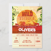 ボホサファリアニマルズヤングワイルドアンドスリー誕生日 招待状 (正面)