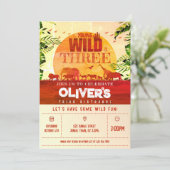 ボホサファリアニマルズヤングワイルドアンドスリー誕生日 招待状 (スタンド正面)