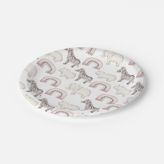 ボホサファリアニマルトアーチパステルベビーシャワー紙 ペーパープレート (アングル)