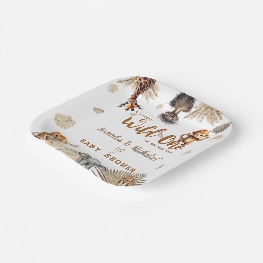 ボホサファリアニマルワイルドワンベビーシャワー ペーパープレート (傾斜あり)