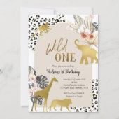 ボホサファリアニマルワイルドワン誕生日招待状 招待状 (正面)