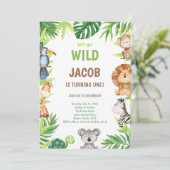 ボホサファリジャングル1st誕生日パーティーカード 招待状 (スタンド正面)