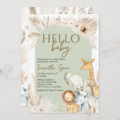 ボホサファリハローベビーベビーシャワー 招待状 (正面/裏面)