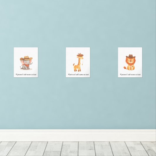 ボホサファリパーソナライズされたカウボーイ子供部屋ルームデコール (ウッドフロア)