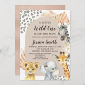 ボホサファリパーティー動物ボーイベビーシャワー 招待状 (正面/裏面)