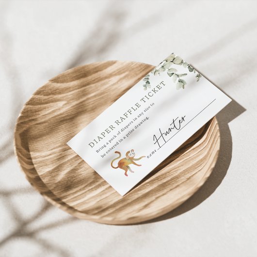 ボホサファリベイビーシャワーおむつラッフルチケット エンクロージャーカード