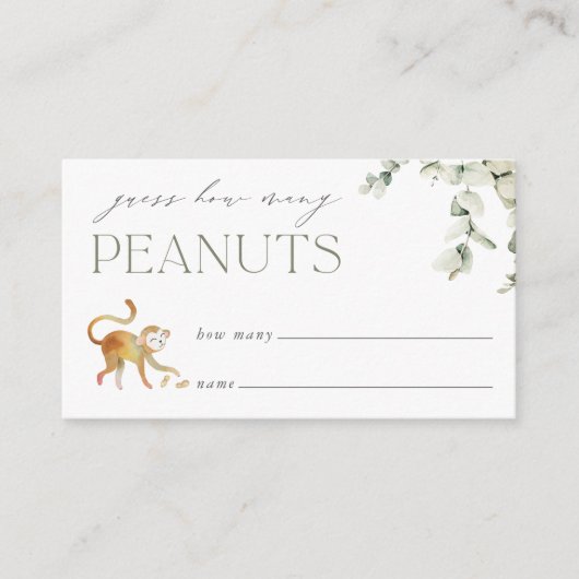 ボホサファリベイビーシャワーピーナッツ推測ゲームカード エンクロージャーカード (正面)