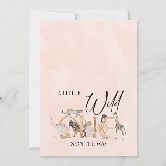 ボホサファリワイルドワンベビーガールベビーシャワー 招待状 (裏面)