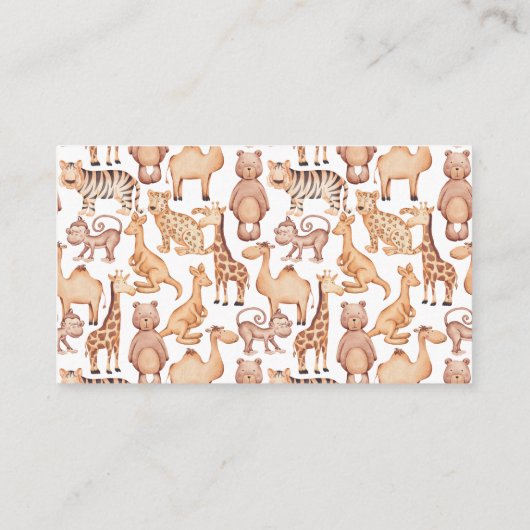 ボホサファリ動物アーチジャングルベビーシャワーブックス エンクロージャーカード (裏面)