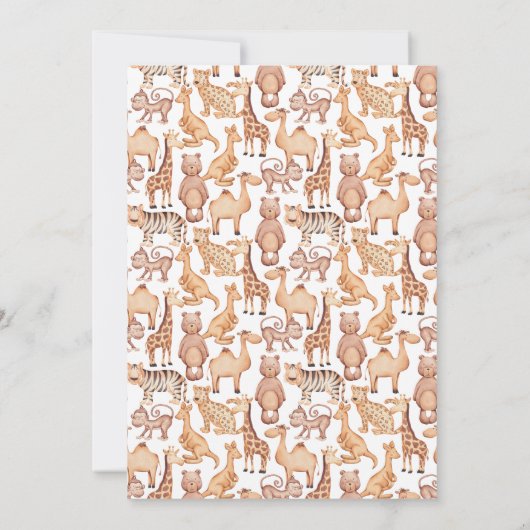 ボホサファリ動物アーチジャングルベビーシャワー 招待状 (裏面)