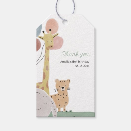 ボホサファリ動物 ギフトタグ (正面)