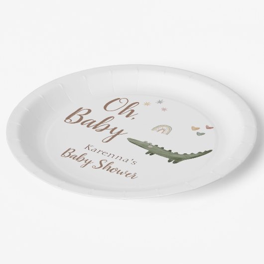 ボホサファリ水彩王ベビーシャワー ペーパープレート (アングル)