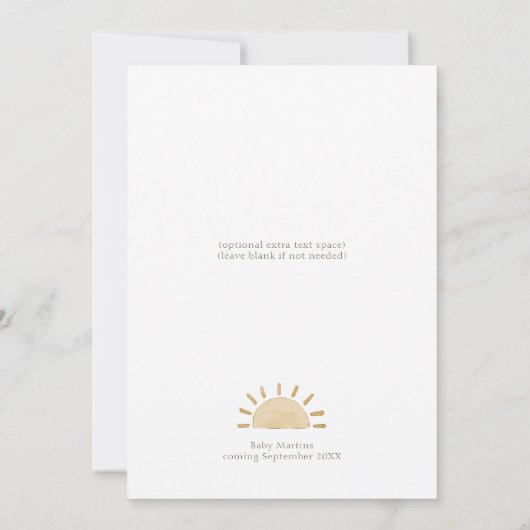 ボホサファリ水彩王ベビーシャワー 招待状 (裏面)