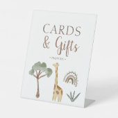 ボホサファリ水彩赤ちゃんシャワーカード&ギフト 台座サイン (正面)