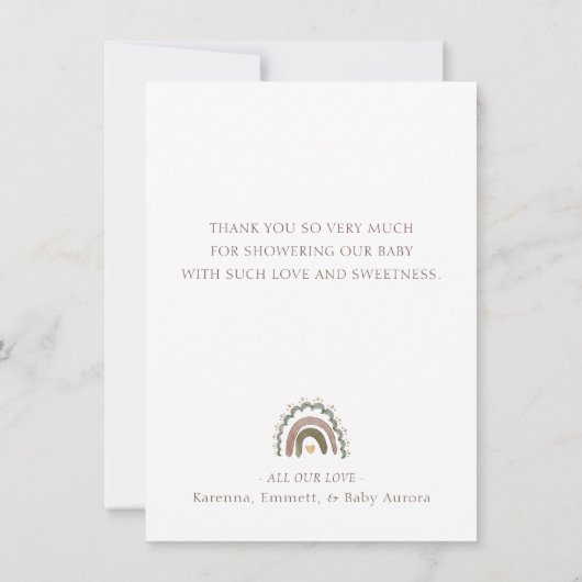 ボホサファリ水彩赤ちゃんシャワー サンキューカード (裏面)