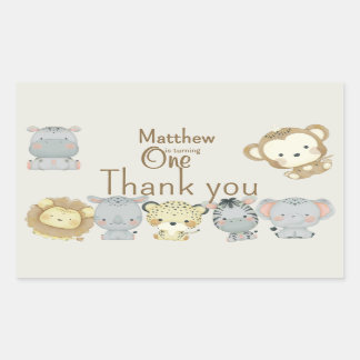 ボホサファリ誕生日ステッカー 長方形シール