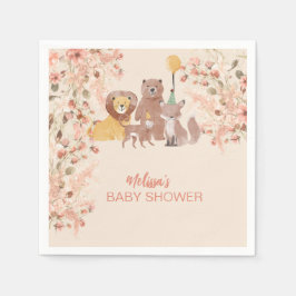 ボホサファリ赤面ピンクパンパスグラスのパーソナライズ スタンダードカクテルナプキン