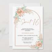 ボホサボスパンパスグラススウィート16誕生日 招待状 (正面)