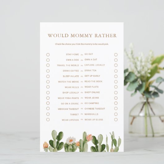 ボホサボテンの赤ちゃんシャワーはママではなくゲーム (スタンド正面)