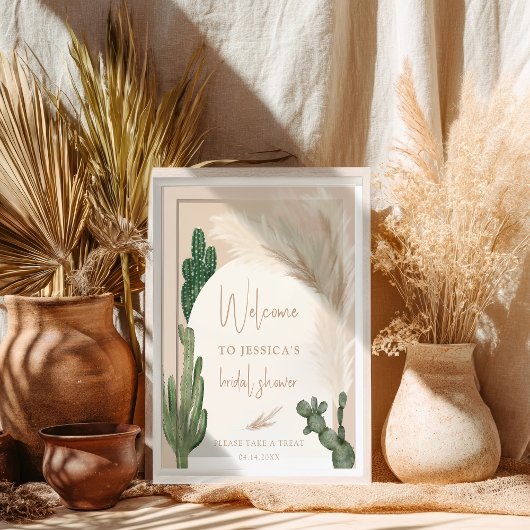 ボホサボテンパンパスアーチウェルカムブライダルシャワー ポスター