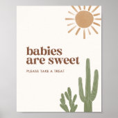 ボホサボテン赤ちゃんシャワーベビーは甘いサイン ポスター (正面)