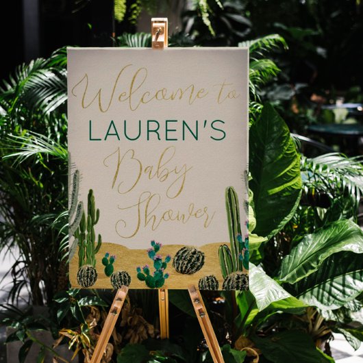 ボホサボテン赤ちゃんシャワー歓迎サイン ポスター