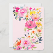 ボホサマーウォーターカラーピンクフローラブライダルシャワー 招待状 (裏面)