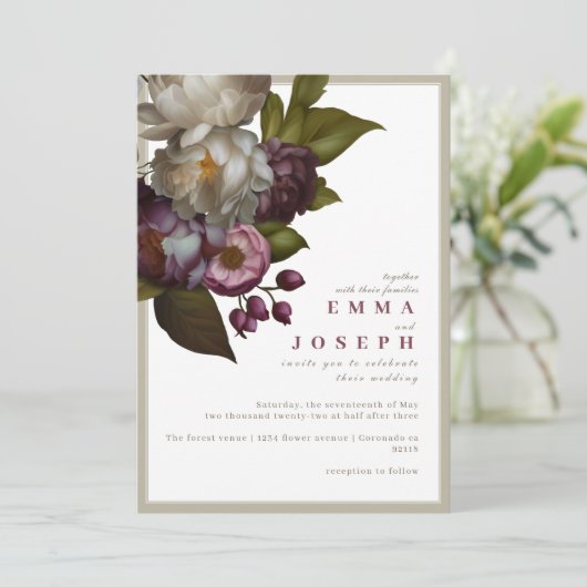 ボホサマーバラヴィンテージ結婚審美的 招待状 (スタンド正面)