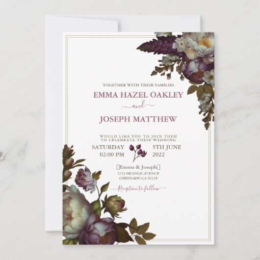 ボホサマーバラヴィンテージ結婚審美的 招待状 (正面)