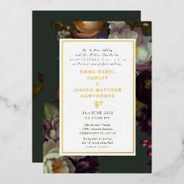 ボホサマーバラヴィンテージ結婚審美的 箔招待状