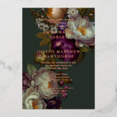 ボホサマーバラヴィンテージ結婚審美的 箔招待状 (正面)