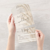 ボホサマーパンパスグラスの水の色結婚の's オールインワン招待状 (貼ってはがせる)