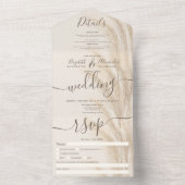 ボホサマーパンパスグラスの水の色結婚の's オールインワン招待状 (内側)