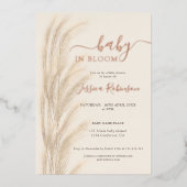 ボホサマーパンパスグラス水彩ベビーシャワー 箔招待状 (正面)