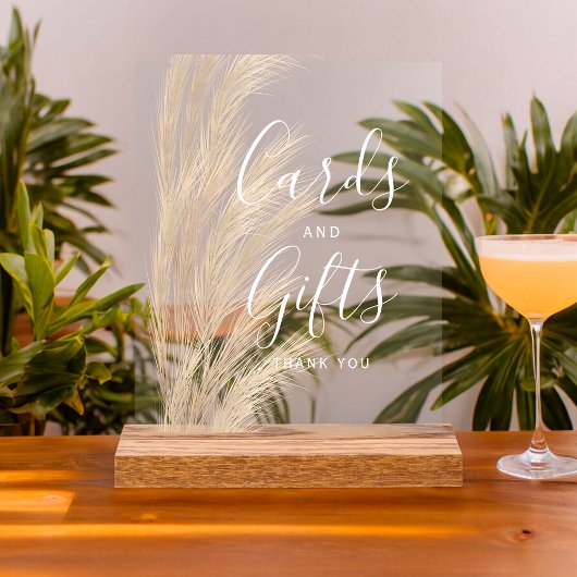 ボホサマーパンパスグラス結婚ズのカードの贈り物 アクリルサイン