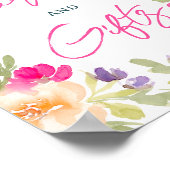 ボホサマーピンクフローラブライダルシャワー標識 ポスター (角)