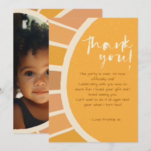 ボホサマーファーストトリップのまわりにサンフォト誕生日 サンキューカード (正面/裏面)