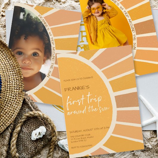 ボホサマーファーストトリップのまわりにサンフォト誕生日 招待状