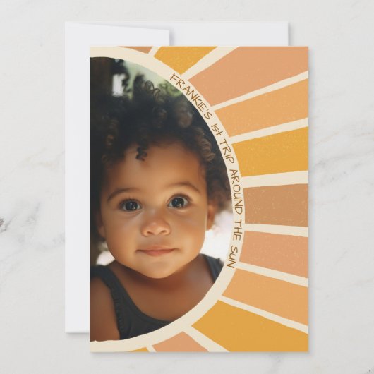 ボホサマーファーストトリップのまわりにサンフォト誕生日 招待状 (裏面)