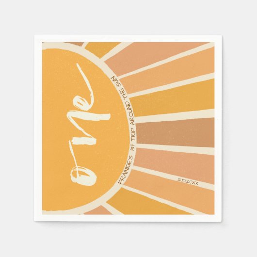 ボホサマーファーストトリップサンのまわりに誕生日 スタンダードカクテルナプキン (正面)