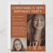 ボホサマーブラウンテラコッタトレンディー誕生日パーティー 招待状 (正面)