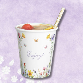 ボホサマーワイルドフラワーブライダルシャワー 紙コップ