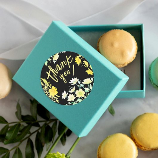 ボホサンキュー春グリーンイエローブラックフローラ ラウンドシール